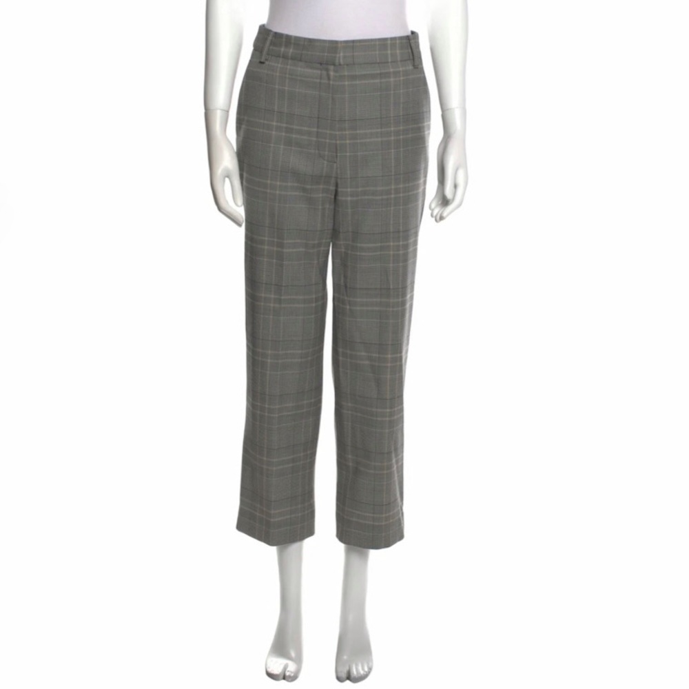 Tibi Gray Plaid Ankle Pants